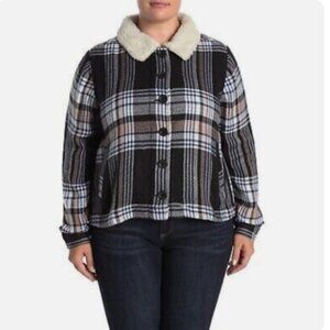 NWT Susina Faux Shearling Collar Plaid Jacket sz 1X